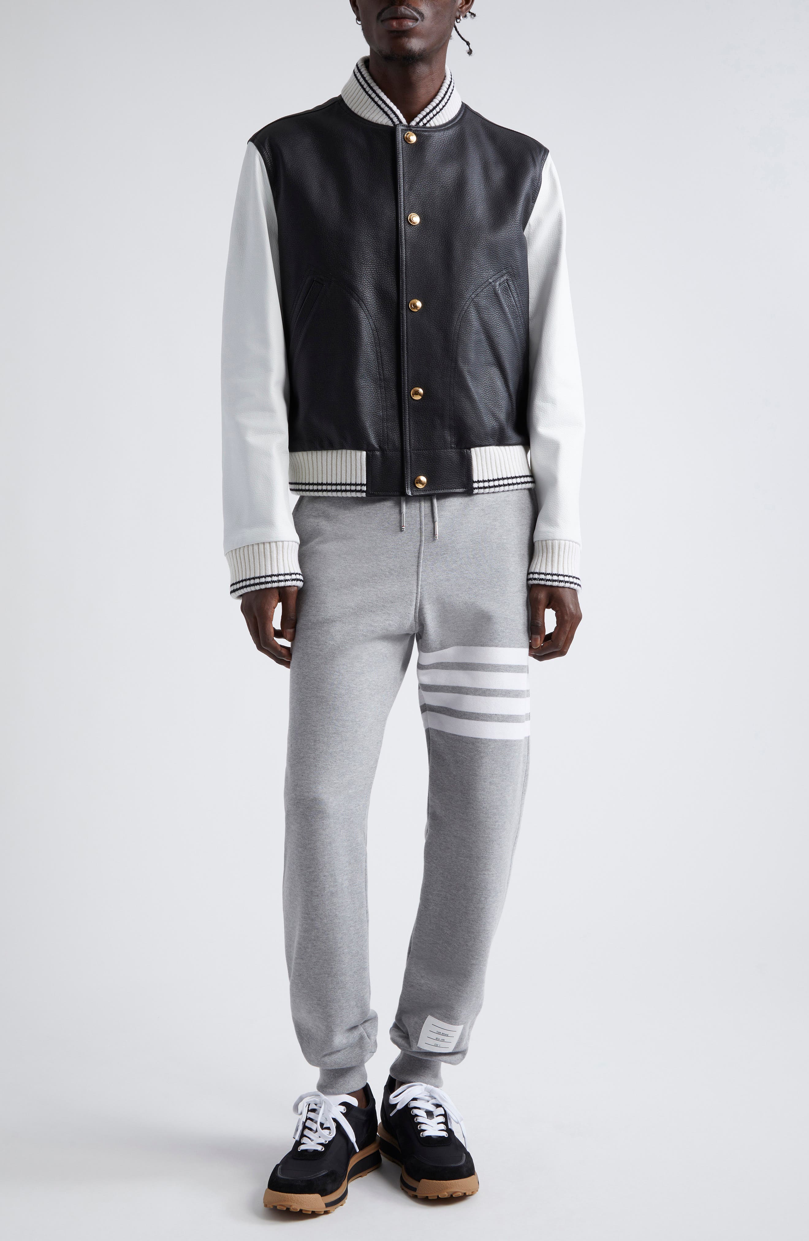 Mixed Media Leather & Wool Bomber Jacket - image 2