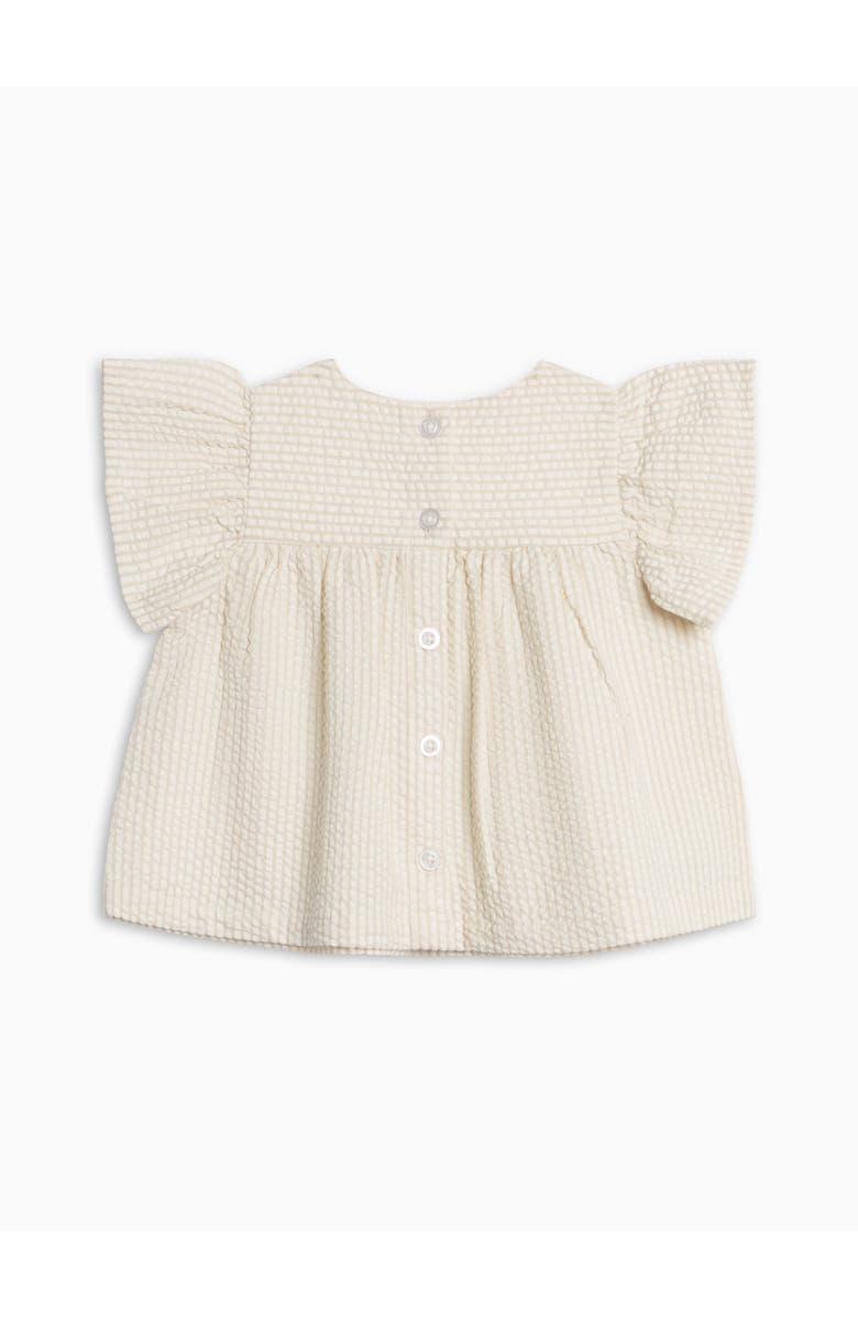 KENDI by Colored Organics Organic Viv Seesucker Ruffle Top, Alternate, color, Dune Stripe