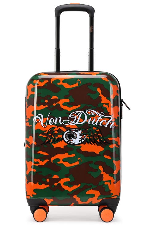 Orange Camo Expandable Hardside Spinner Carry-on Suitcase