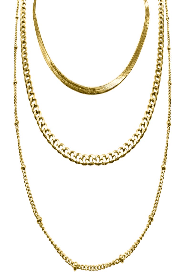 Water Resistant Layered Chain Necklace, Main, color, YELLOW