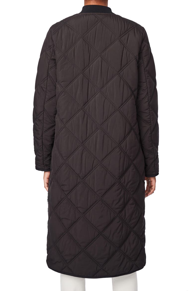 Diamond Quilted Long Coat & Bag, Alternate, color, BLACK