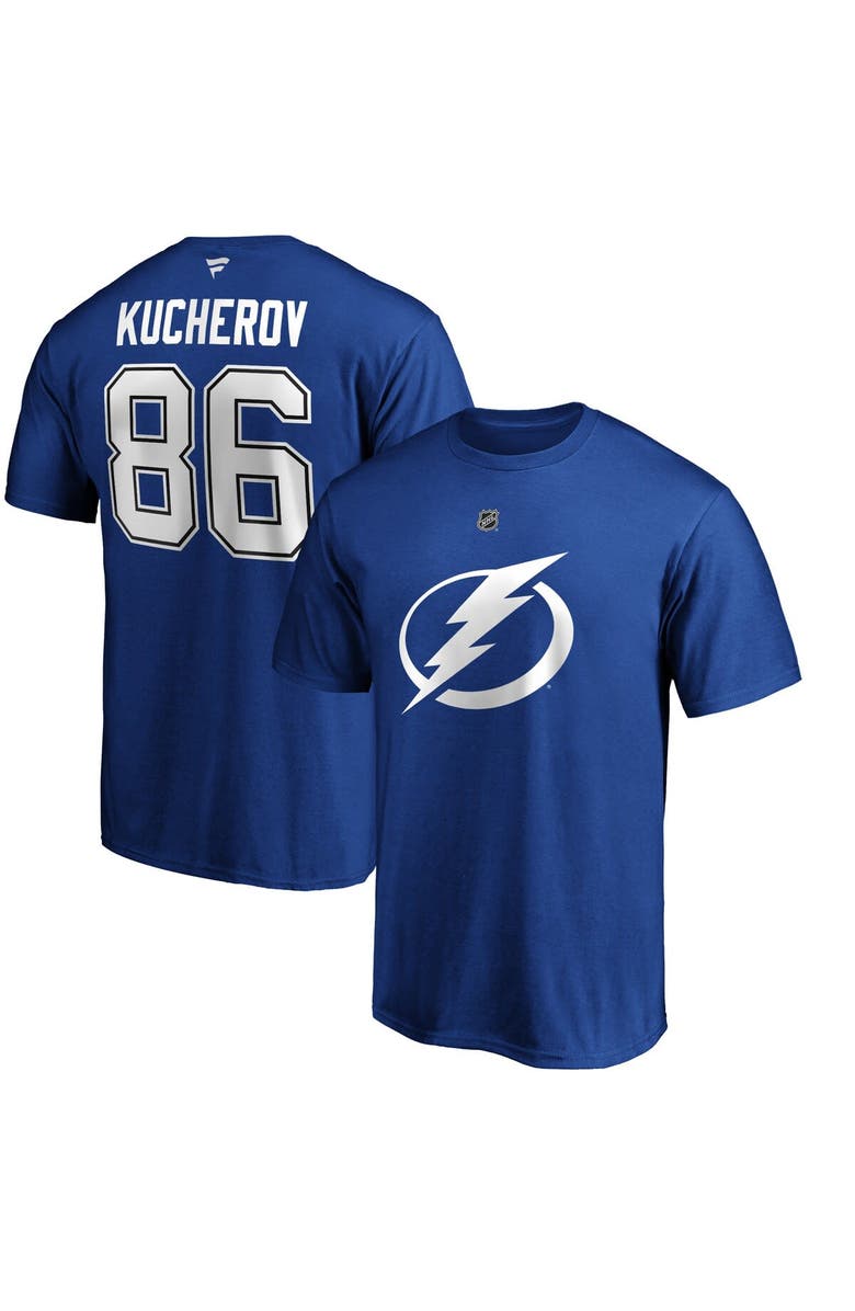 FANATICS Men's Fanatics Branded Nikita Kucherov Blue Tampa Bay Lightning Team Authentic Stack Name & Number T-Shirt, Main, color, 