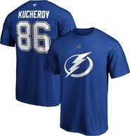 FANATICS Men's Fanatics Branded Nikita Kucherov Blue Tampa Bay Lightning Team Authentic Stack Name & Number T-Shirt