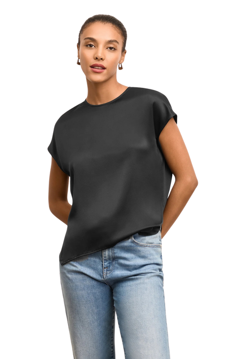 Didion Printed Washable Silk Drape Top