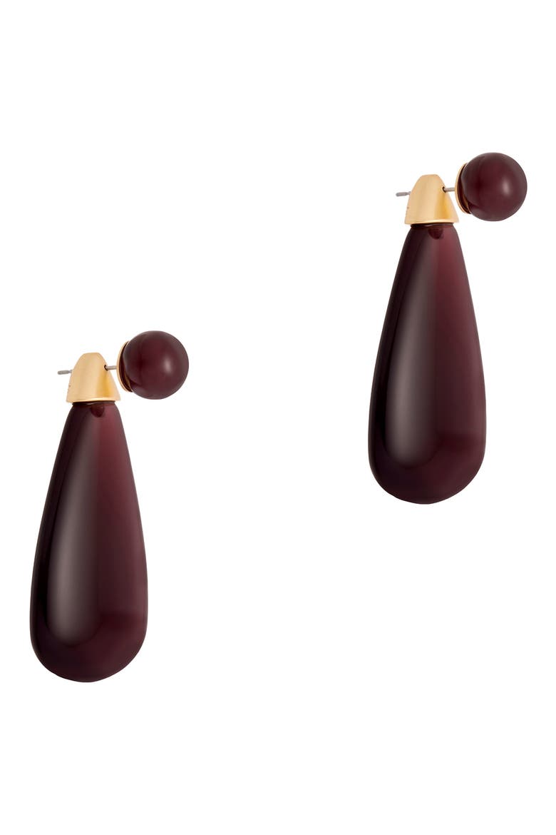 Perla Polished Teardrop Earrings, Main, color, GOLD TONE / BURGUNDY