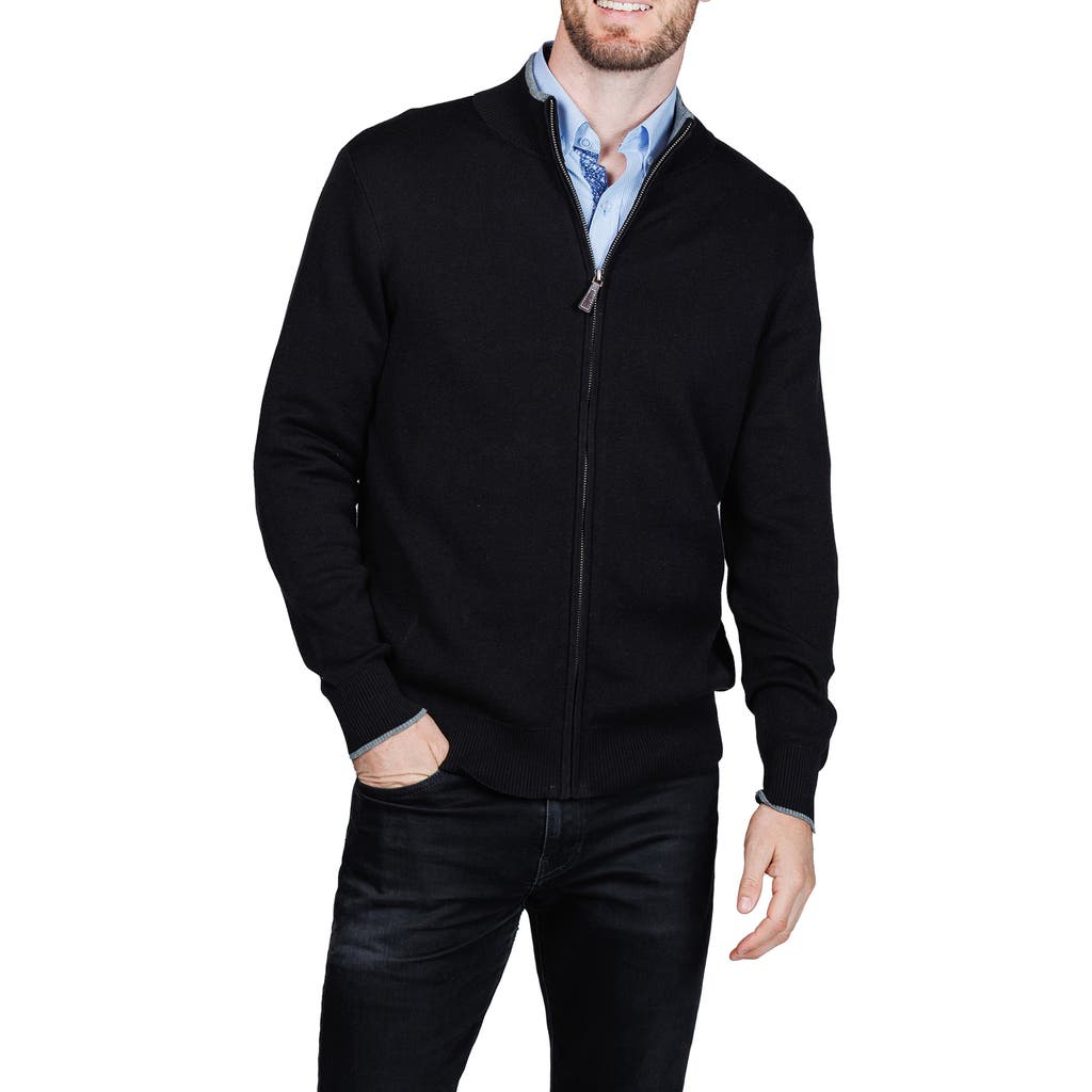Tailorbyrd Fine Knit Full Zip Jacket In Black