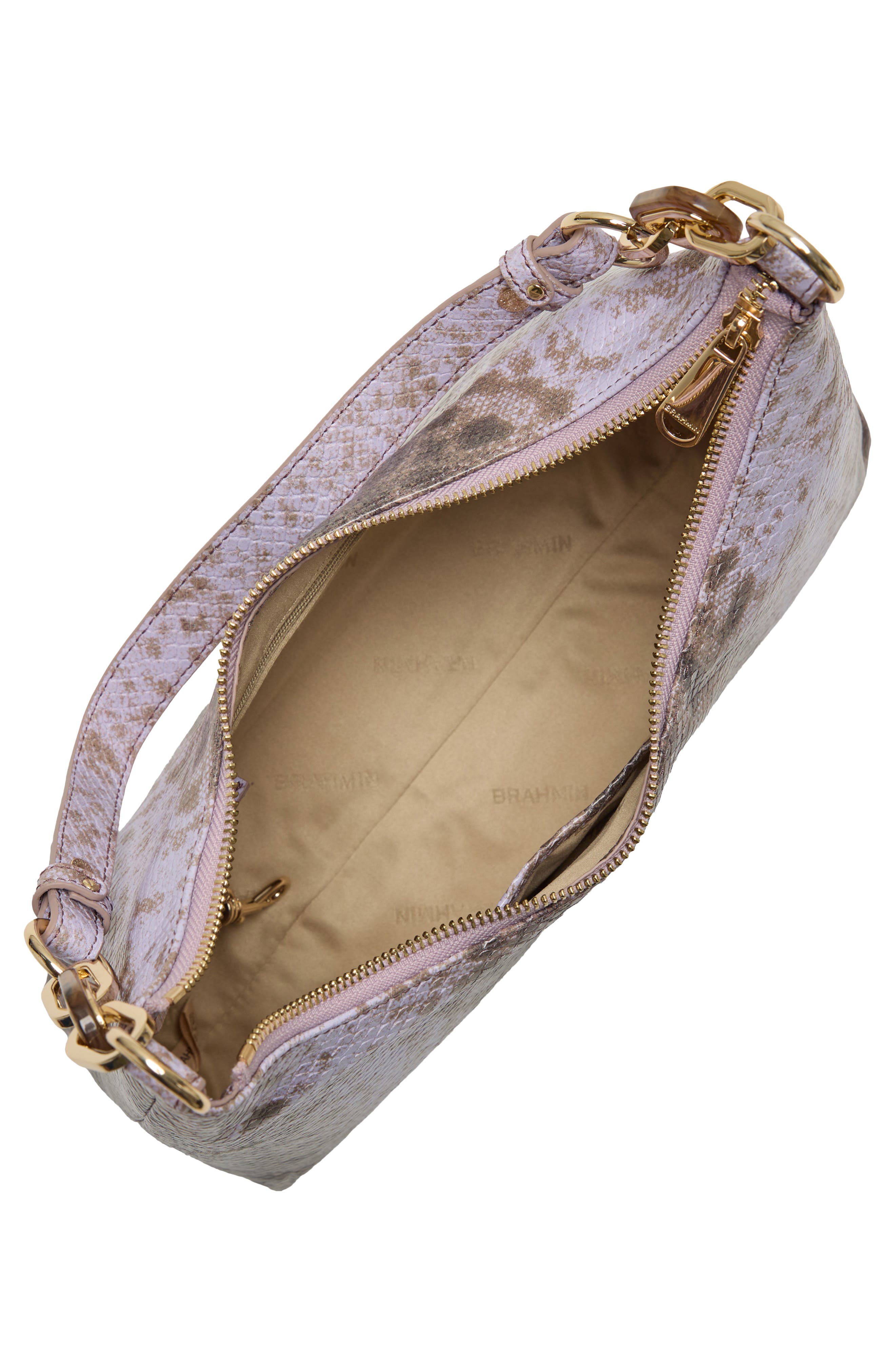 Brahmin Olivia Croc Embossed Leather Shoulder Bag, Alternate, color, Sheer Lavender