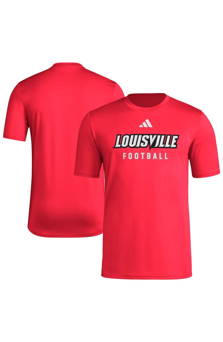 adidas Men's adidas Red Louisville Cardinals Locker Practice Football Pre-Game T-Shirt, Main, color, Red
