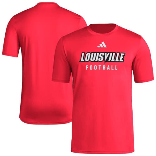 Adidas Originals Adidas  Red Louisville Cardinals Locker Practice Football Pre-game T-shirt