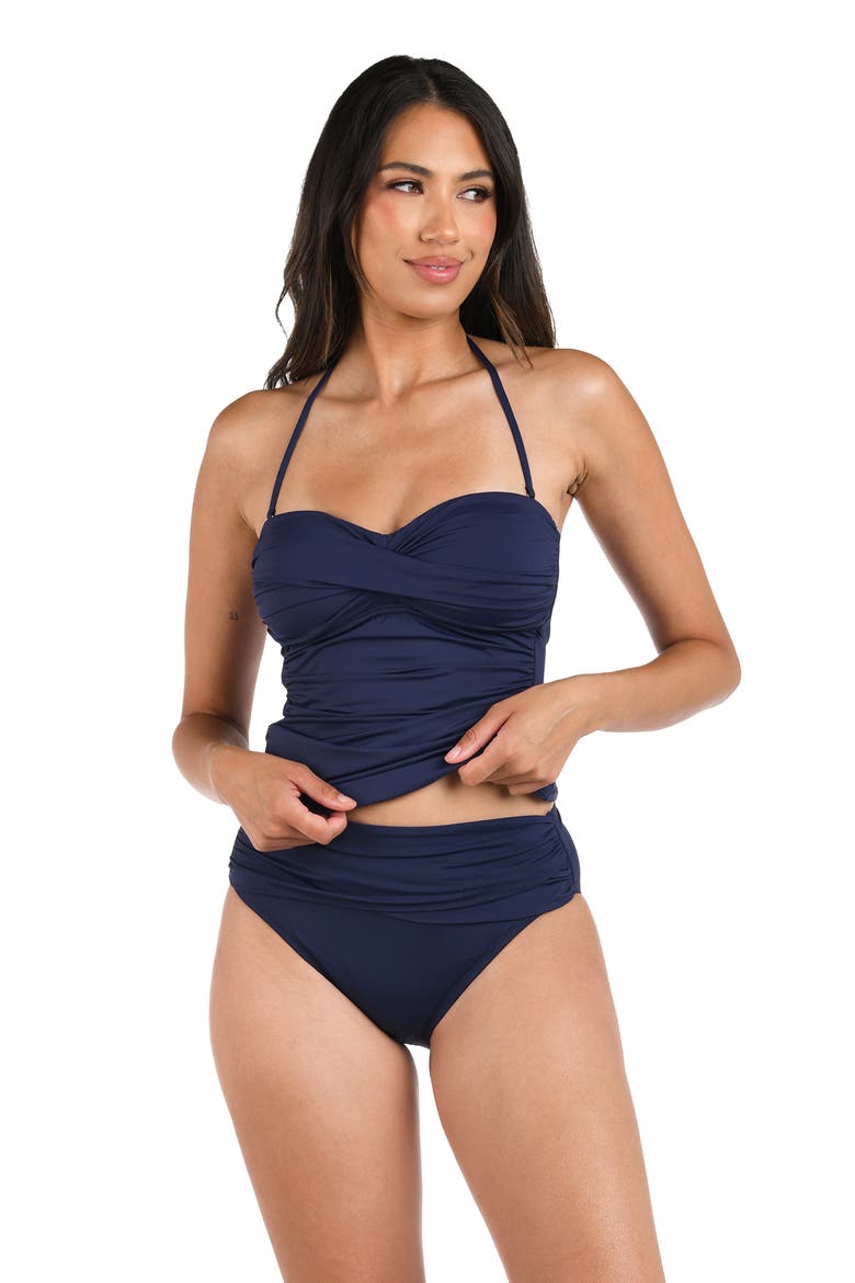 Island Goddess Twist Bandeau Bikini Top, Alternate, color, INDIGO
