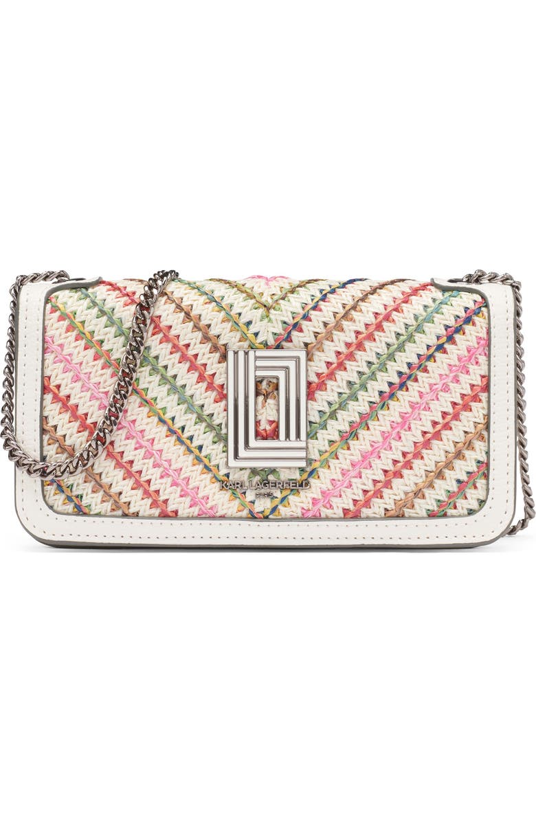 KARL LAGERFELD PARIS Kosette Chevron Raffia Shoulder, Main, color, Multi Combo