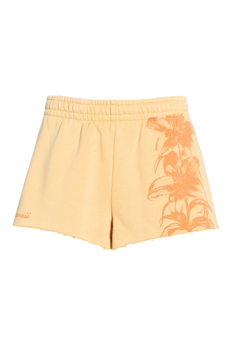 Hawaii Floral Mini Shorts, Alternate, color, CARAMEL YELLOW