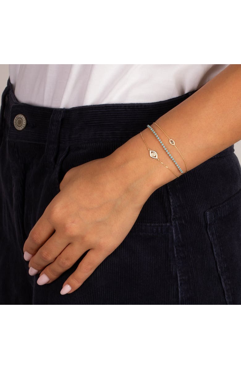 BY ADINA EDEN Diamond & Enamel Evil Eye Charm Bracelet 14K, Alternate, color, 14K Gold