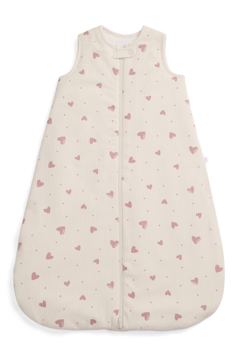 Ribbed Front Opening Sleeping Bag 1.5 Tog, Main, color, Hearts Gardenia & Misty Rose
