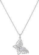 STEELTIME Simulated Diamond Butterfly Pendant Necklace