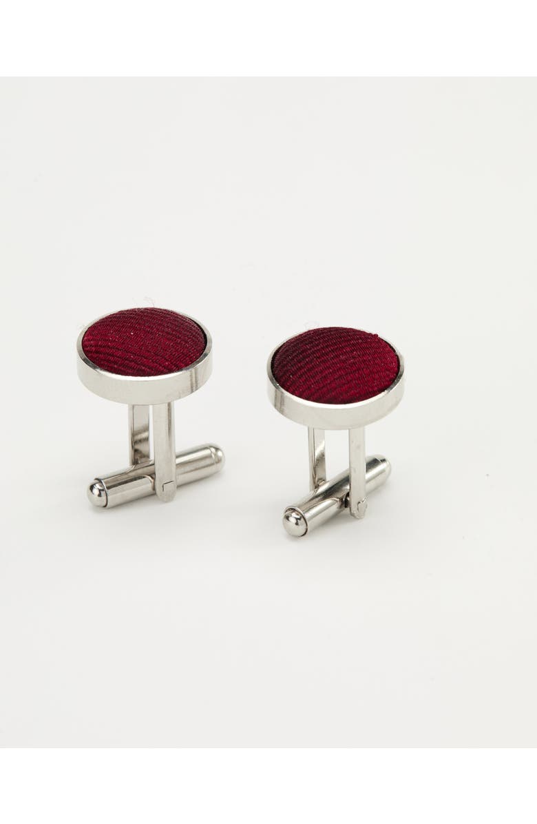 Knottery & Co Twill Silk Cufflinks, Alternate, color, Burgundy