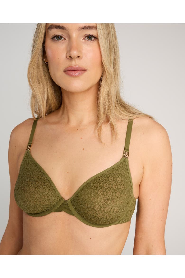 Honeycomb Semi-Demi Balconette Bra, Alternate, color, Fern