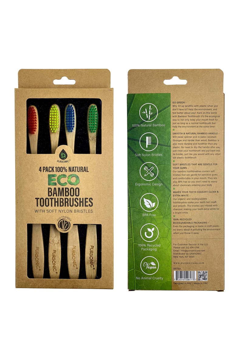100% Natural Eco Toothbrushes, Alternate, color, Multicolor