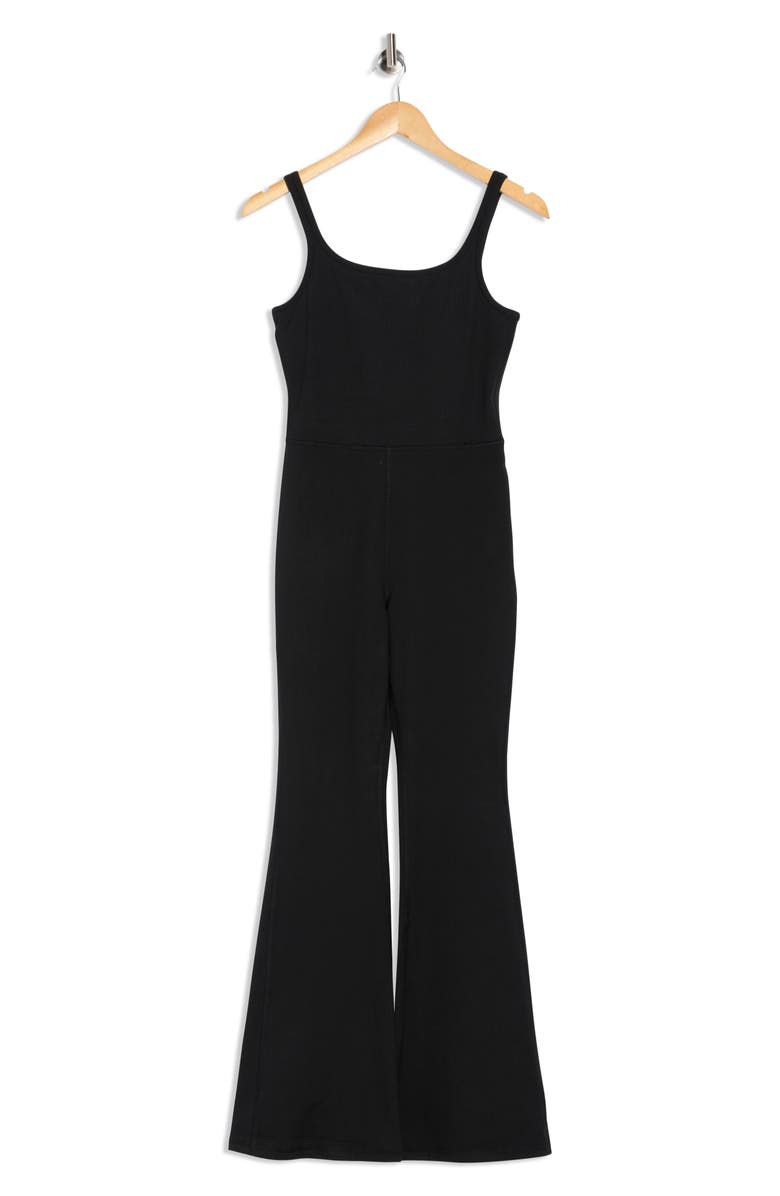 YOGALICIOUS Felix Lux Ribbed Flare Leg Jumpsuit, Alternate, color, Black