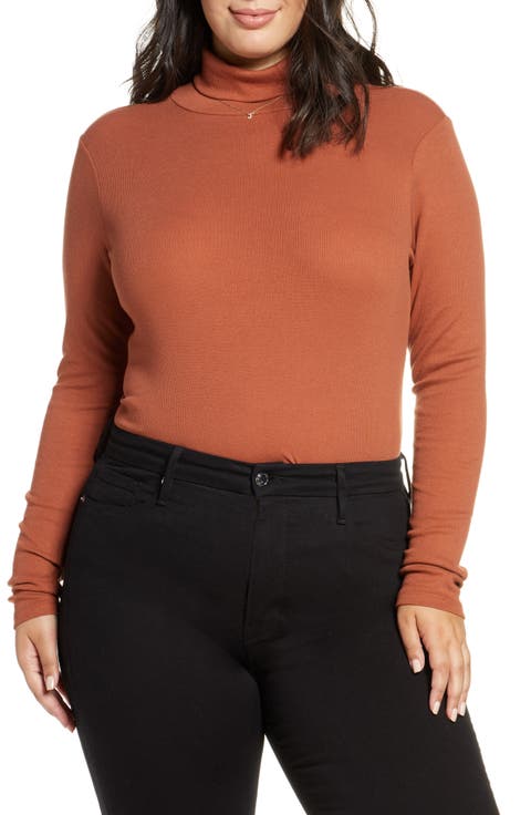 Turtleneck Ribbed Top (Plus Size)