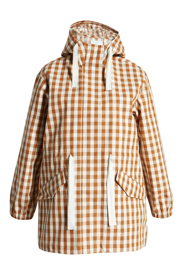 Raincloud Gingham Raincoat, Alternate, color, GOLDEN PECAN