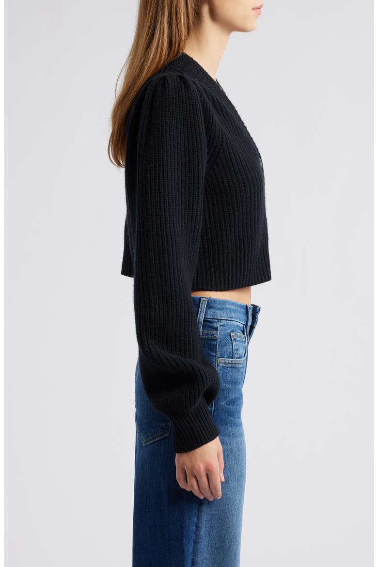 Avignon Wool & Cashmere Crop Cardigan, Alternate, color, BLACK
