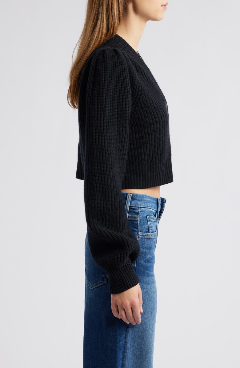 LoveShackFancy Avignon Wool & Cashmere Crop Cardigan, Alternate, color, Black