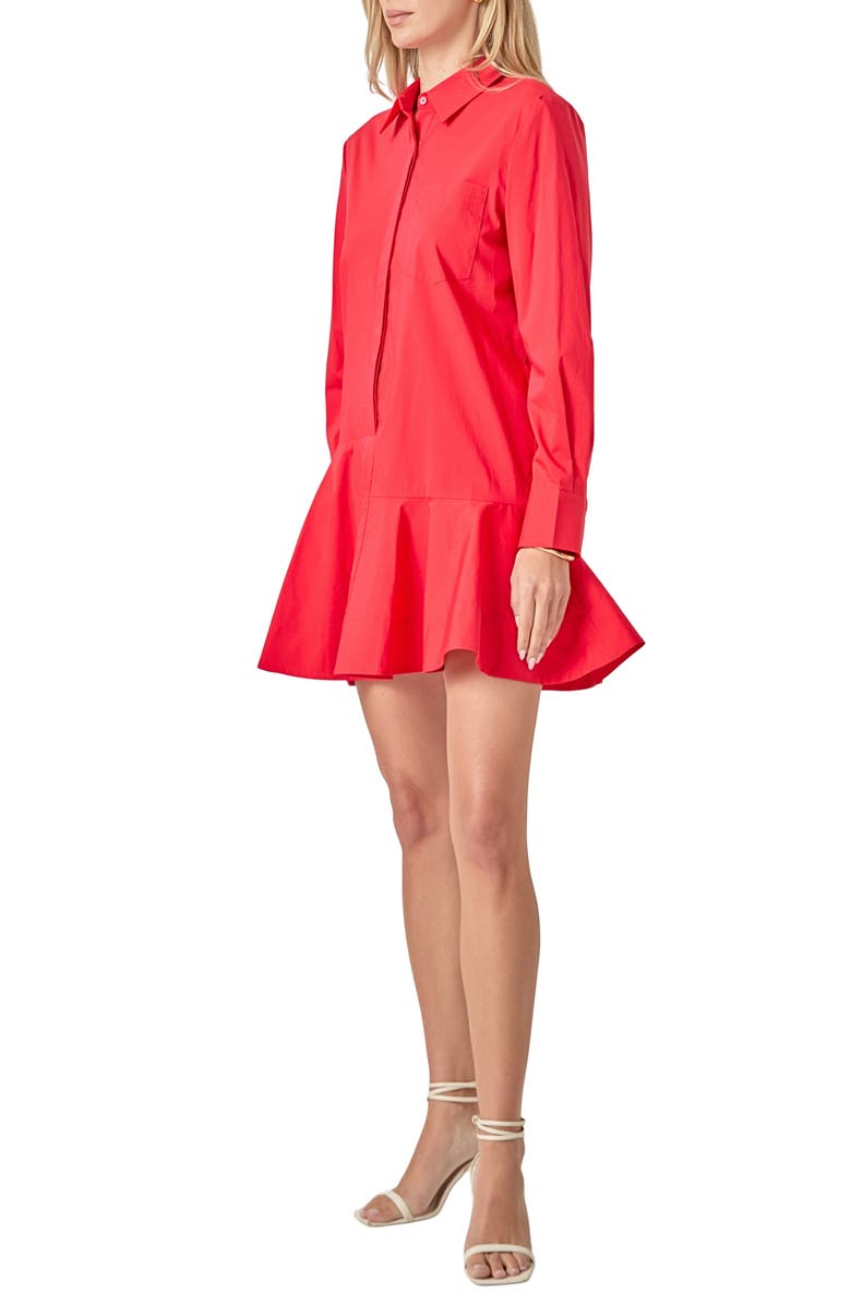 English Factory Long Sleeve Shirtdress, Alternate, color, Red