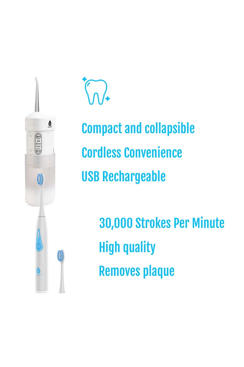 Portable Sonic Toothbrush & Travel-Ready Water Flosser, Alternate, color, White
