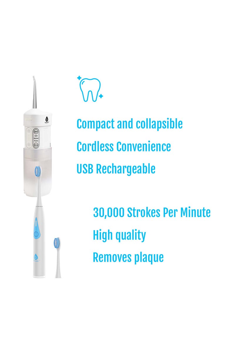 PURSONIC Portable Sonic Toothbrush & Travel-Ready Water Flosser, Alternate, color, White
