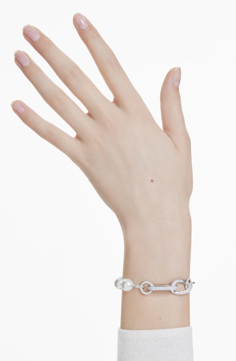 Swarovski Dextera Imitation Pearl & Curb Chain Bracelet, Alternate, color, 