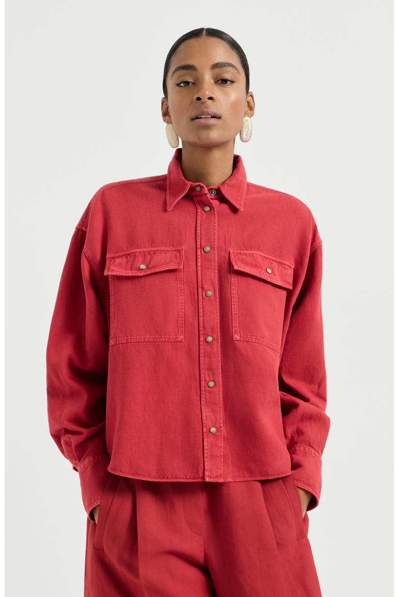 Garment-dyed cover shirt, Main, color, Red