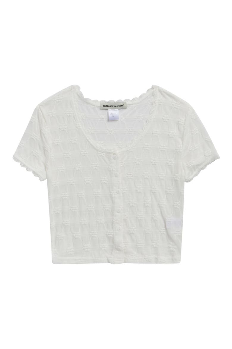 Kids' Puckered Flower Top, Main, color, WHITE