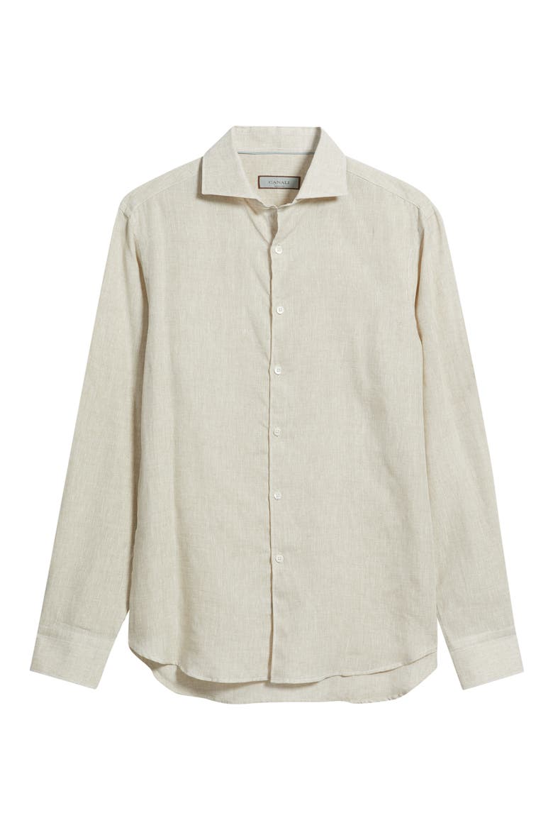 Regular Fit Linen Button-Up Shirt, Alternate, color, BEIGE