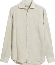Canali Regular Fit Linen Button-Up Shirt