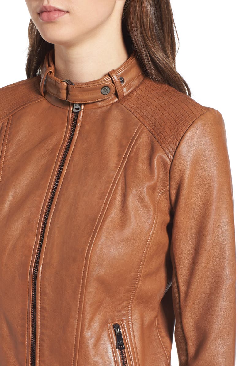 Bernardo Zip Front Leather Biker Jacket, Alternate, color,