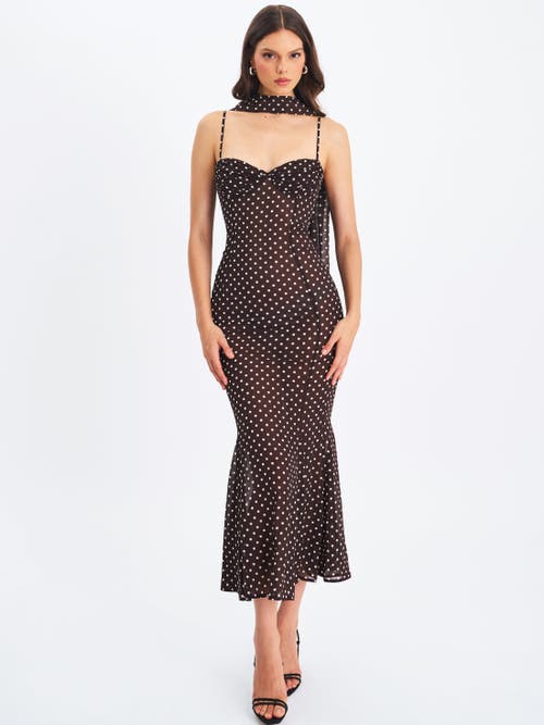 Miss Circle Yadira Polka Dot Chiffon Maxi Dress In Black