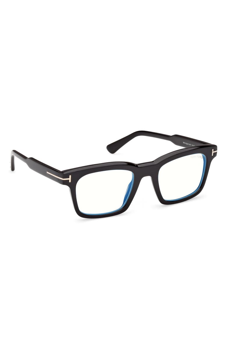 TOM FORD 51mm Square Optical Glasses, Alternate, color, Shiny Black / T Logo