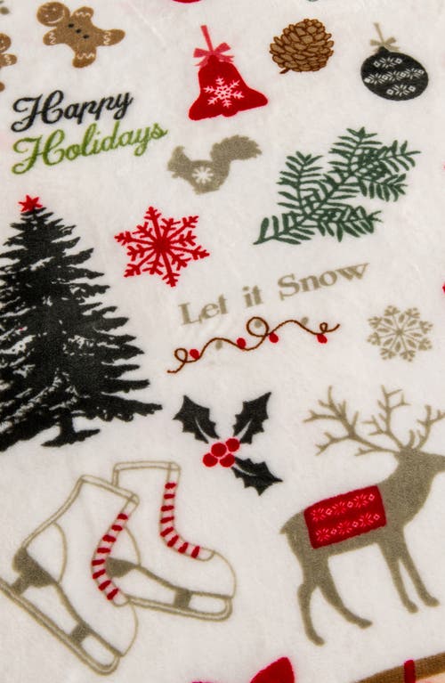 Woven & Weft Holiday Print Reversible Faux Shearling Throw Blanket