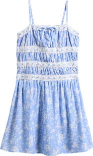Ava & Yelly Kids' Ditsy Floral Ribbon & Lace Trim Dress