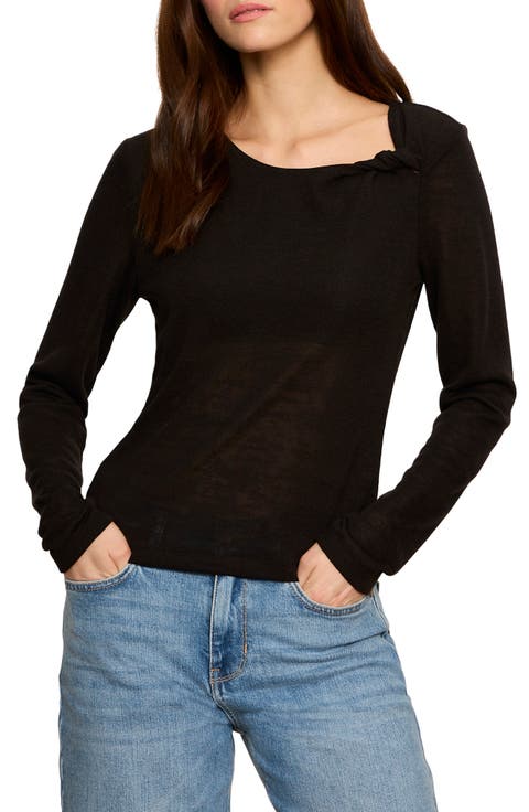 Suki Twist Detail Long Sleeve Rib Top