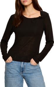 Sanctuary Suki Twist Detail Long Sleeve Rib Top