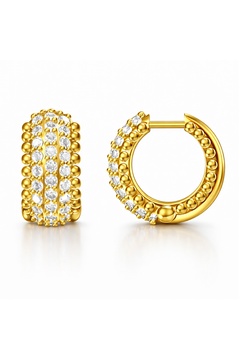 Chunky Gold-Tone Crystal Hoops, Main, color, Gold