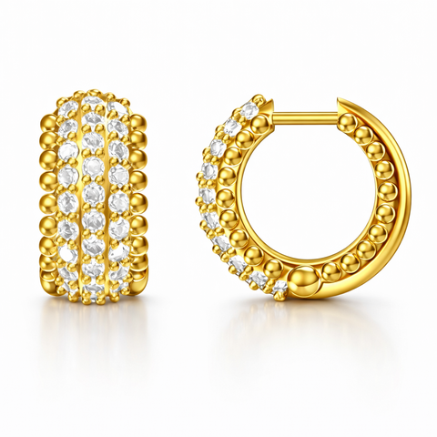 Chunky Gold-Tone Crystal Hoops