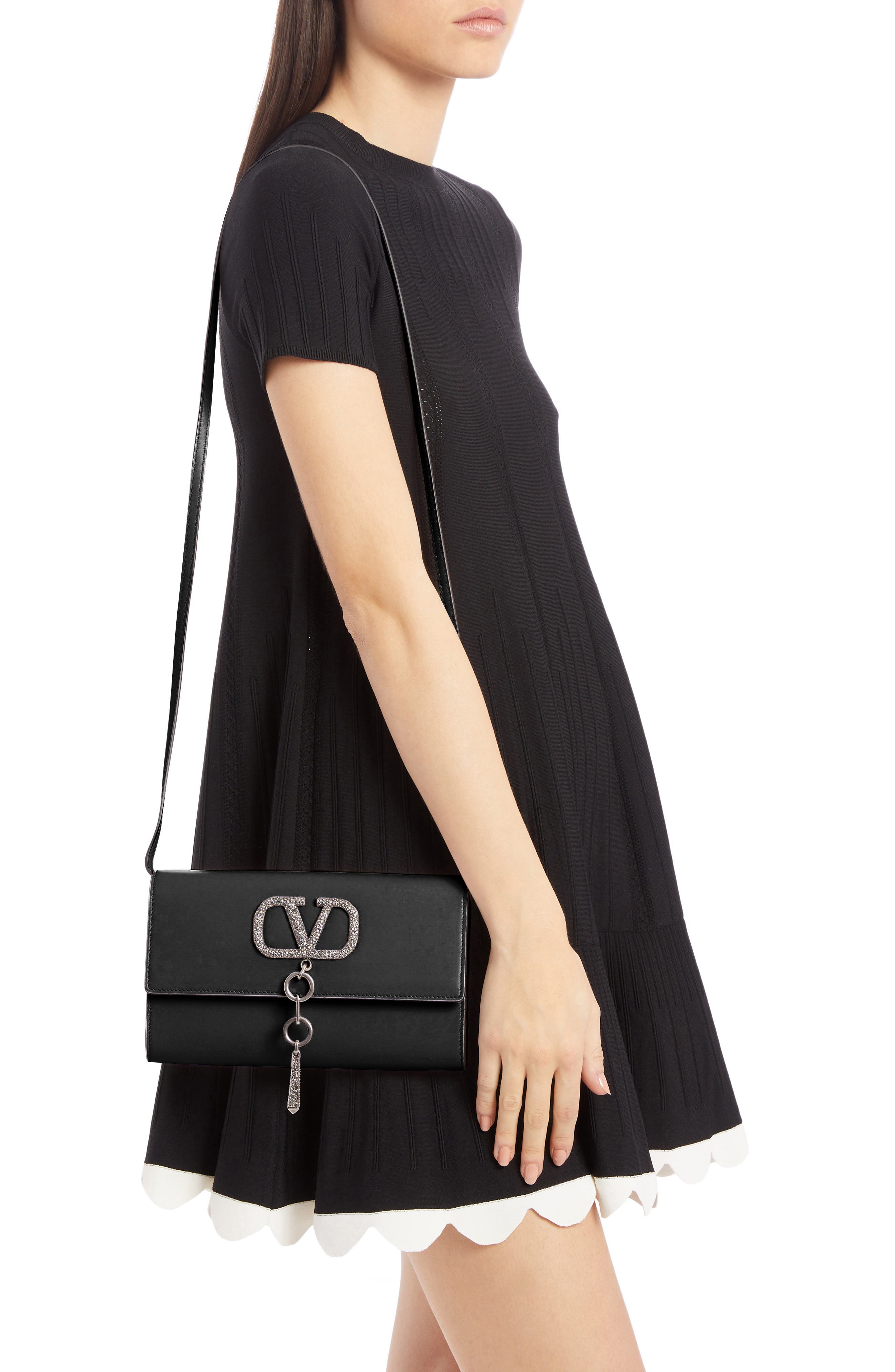 Valentino Garavani V-Case Leather Clutch, Alternate, color, 