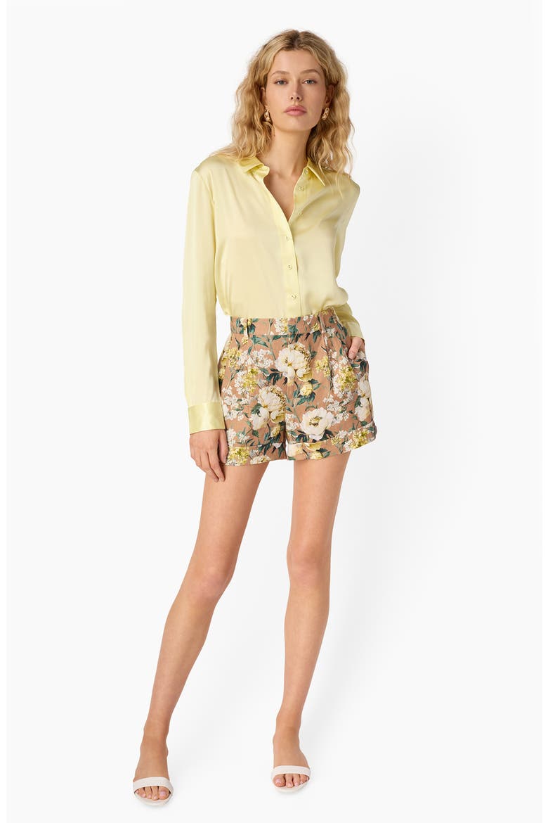 Crosby Silk Charmeuse Button-Up Shirt, Alternate, color, BUTTERCUP