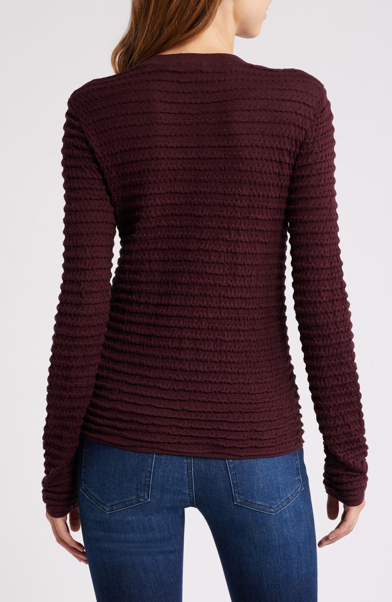 FRAME Smocked Silk Blend Crewneck Top, Alternate, color, Wine