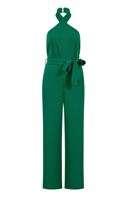 Yumi Cross Over Halter Neck Jumpsuit In Multi