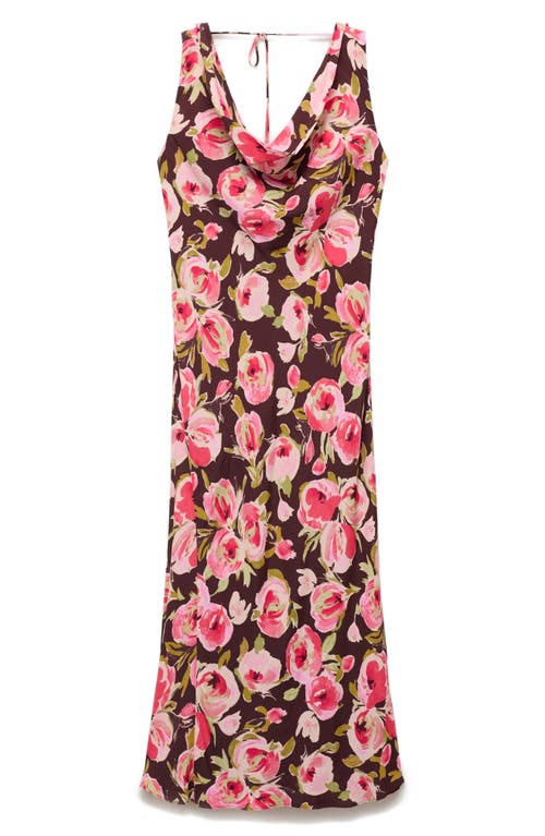 Mango Floral Print Cowl Neck Sleeveless Midi Dress