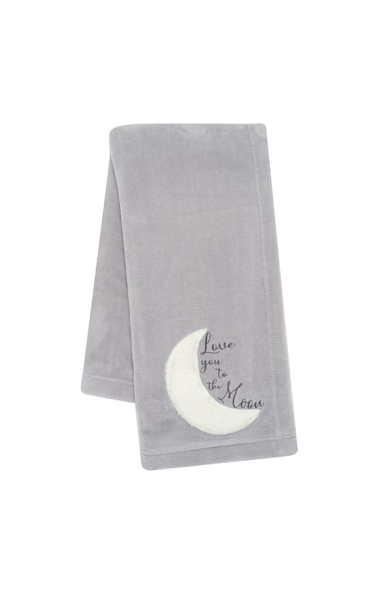 Lambs & Ivy Goodnight Moon Appliqued and Embroidered Fleece Baby Blanket, Main, color, Gray